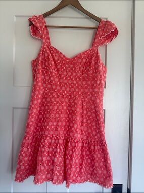 Betsey Johnson Ditsy Eyelet Bustier Mini Dress - Coral / Duberry XL